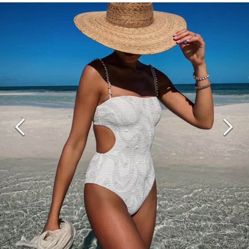 Devon Windsor white one piece bathing suit.